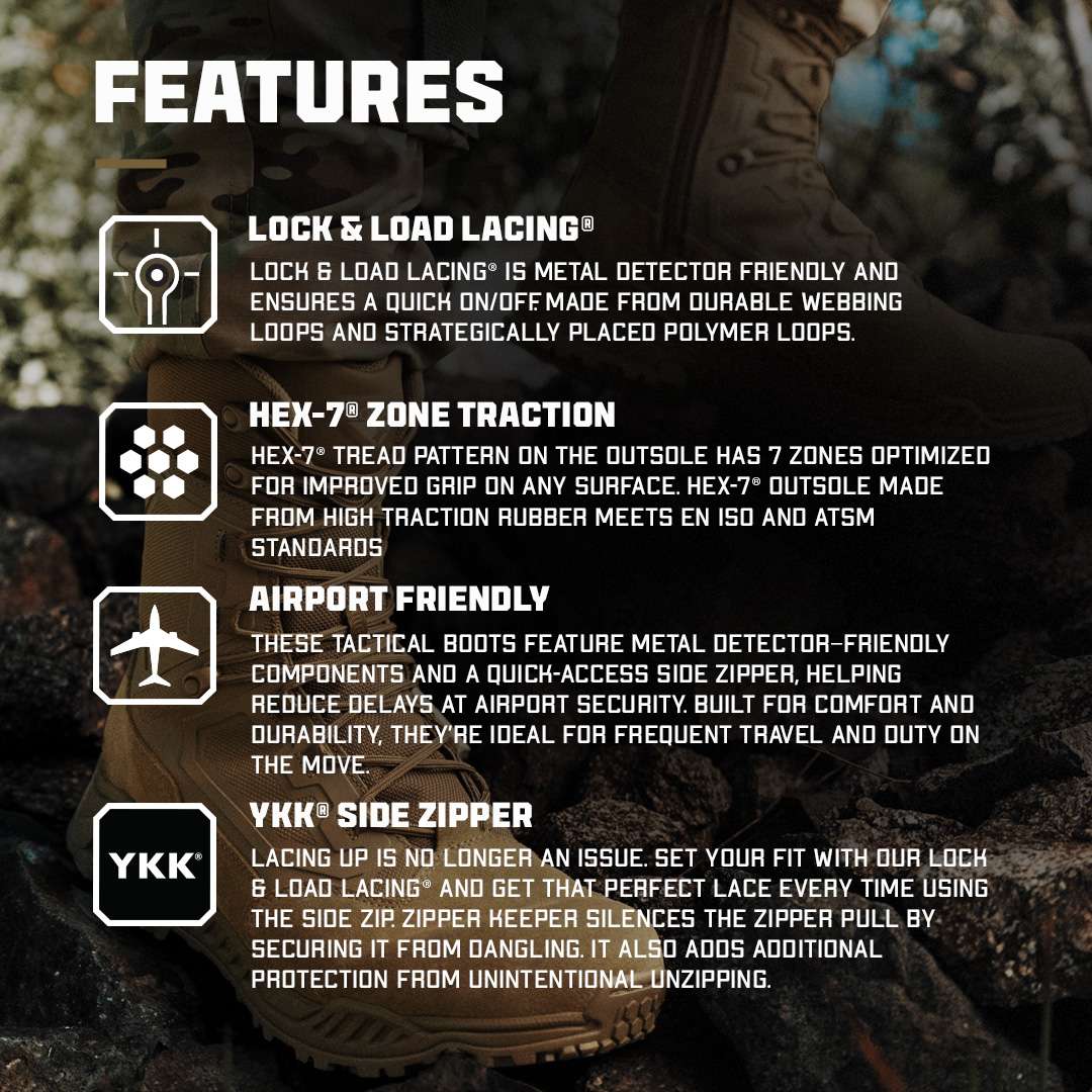 Brigade 8" Tactical Boots - Zip (Coyote Brown)